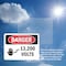 Signmission 13200 Volts Danger Sign, Plastic, 10in W x 7in L, 2PK OS-2PACK-DS-P-710-L-1006 - alternate 5